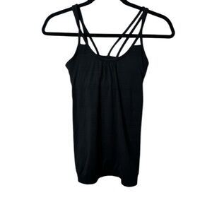 Athleta Black Sports Bra with Tank Top Overlay